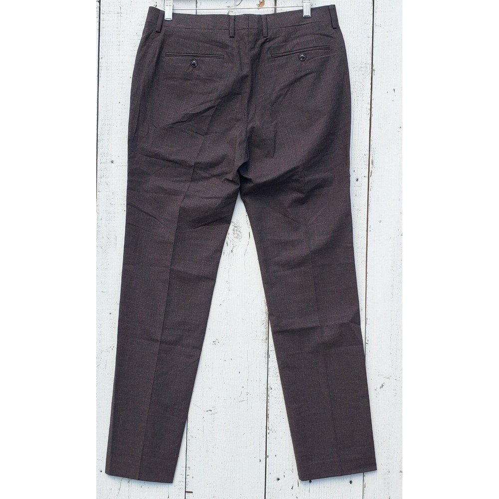BONOBOS Tollegno 1900 3D Wool Cotton Linen Heathered Brown Pants 33/32 Slim Fit - Picture 7 of 8
